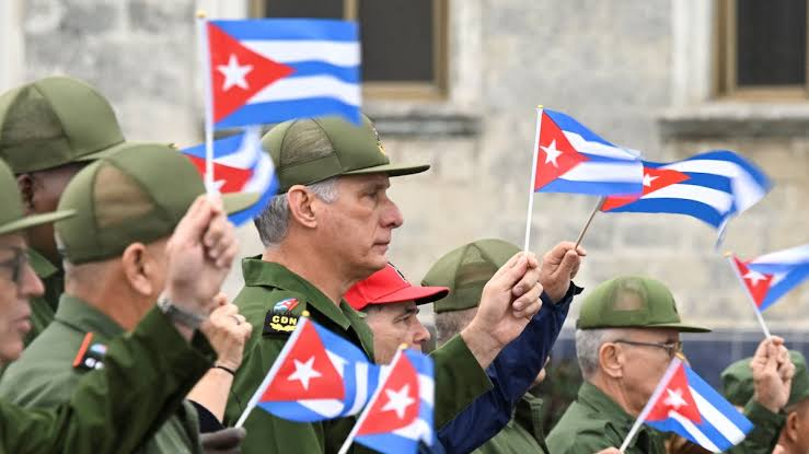 Current dictator of Cuba, Miguel Diaz-Canel with his officers