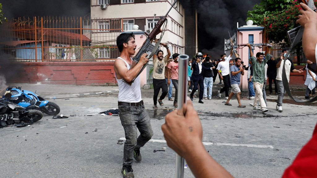 Anti-communist demonstrators in Nepal