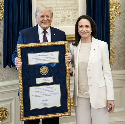 María Corina Machado junto al presidente Donald Trump