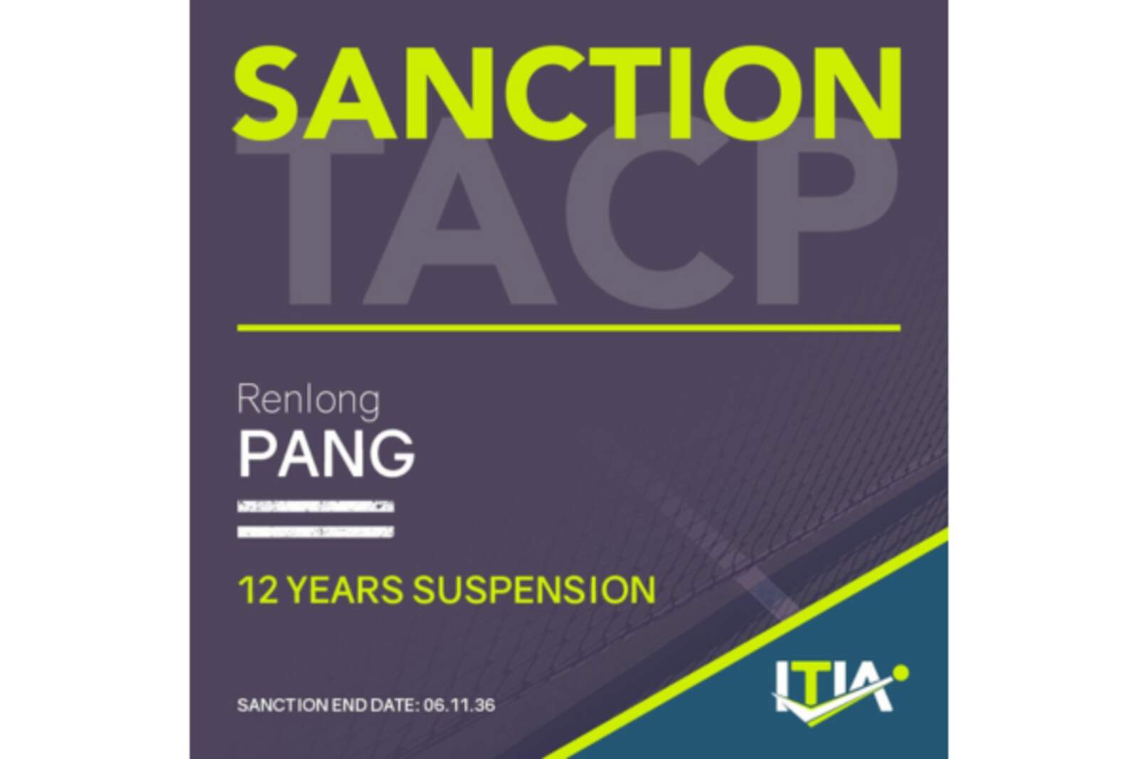 Pang no podrá jugar torenos oficiales hasta 2036