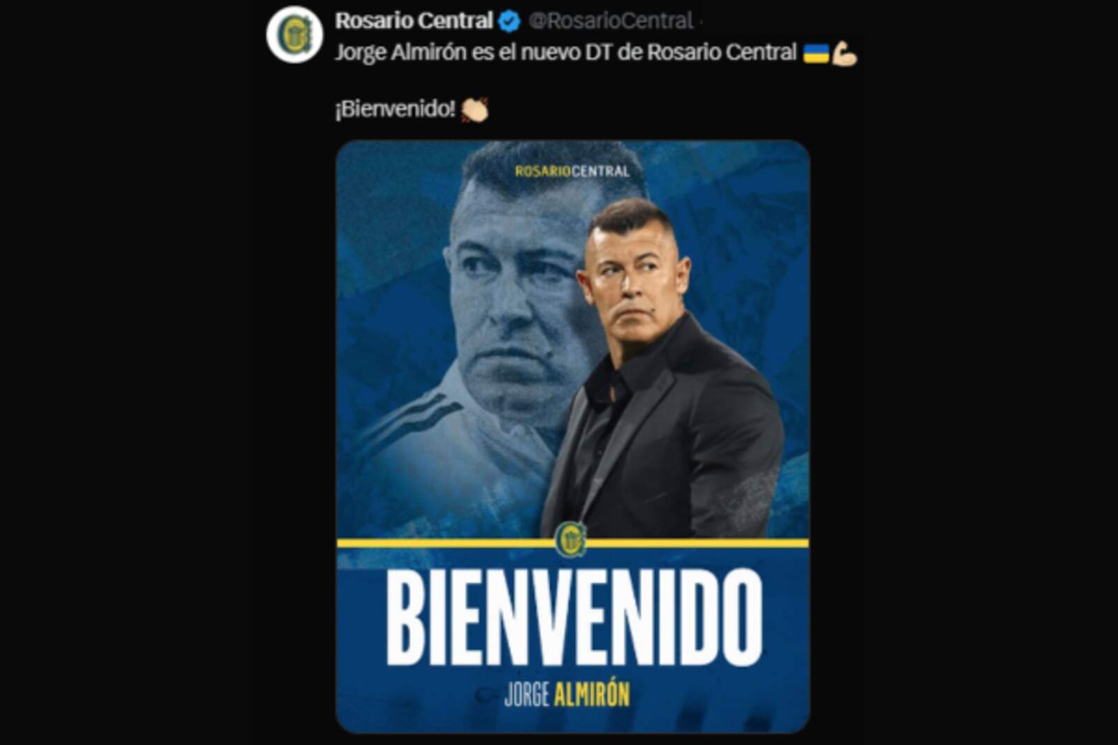 El posteo de Rosario Central anunciando la llegada de Jorge Almirón