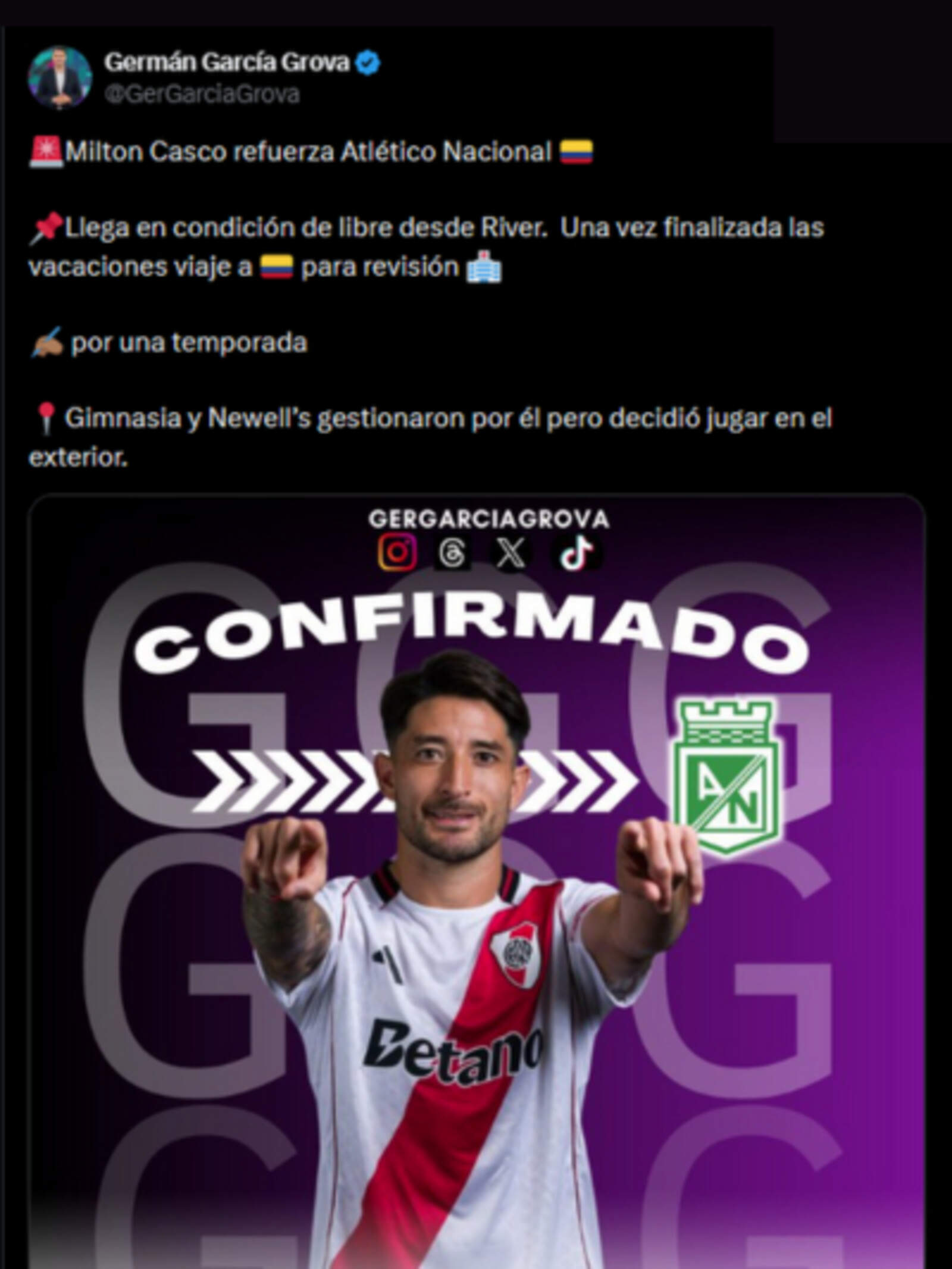 El posteo de Germán García Grova