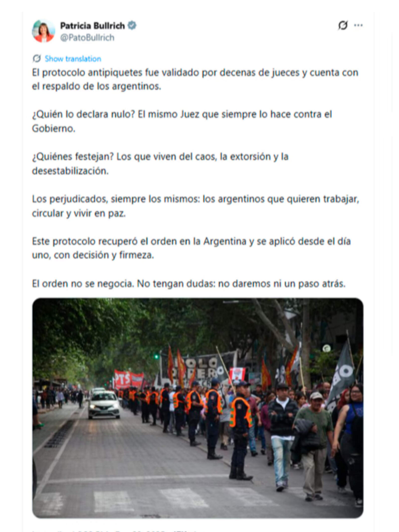 Patricia Bullrich en X: