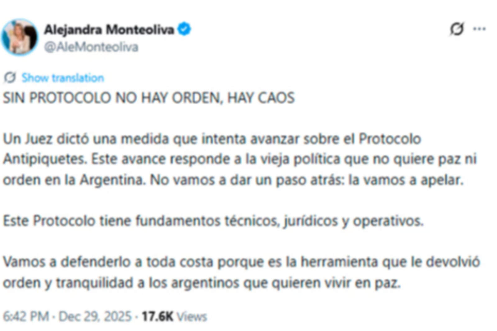 Alejandra Monteoliva en X: