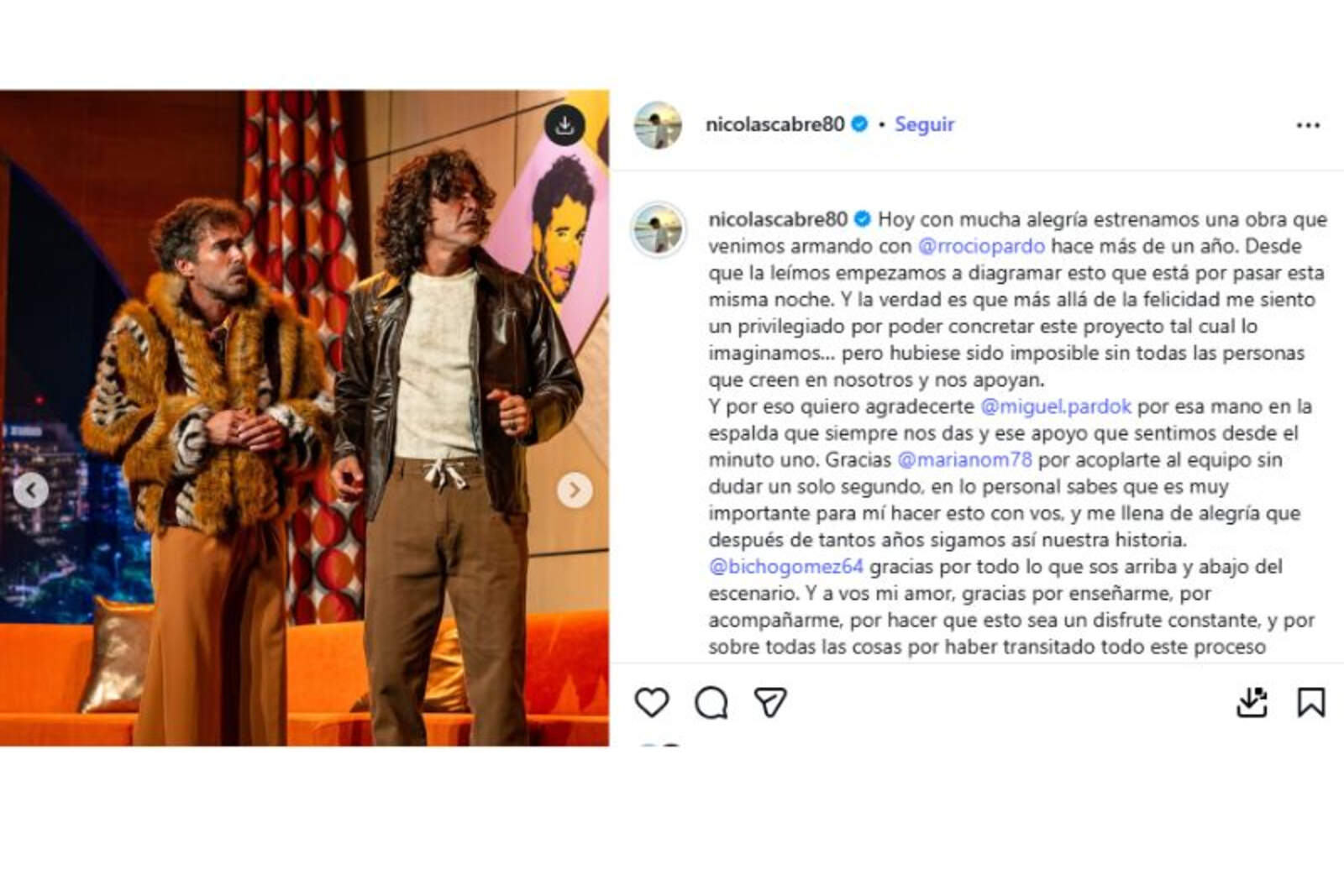 La publicación de Nico Cabré en Instagram