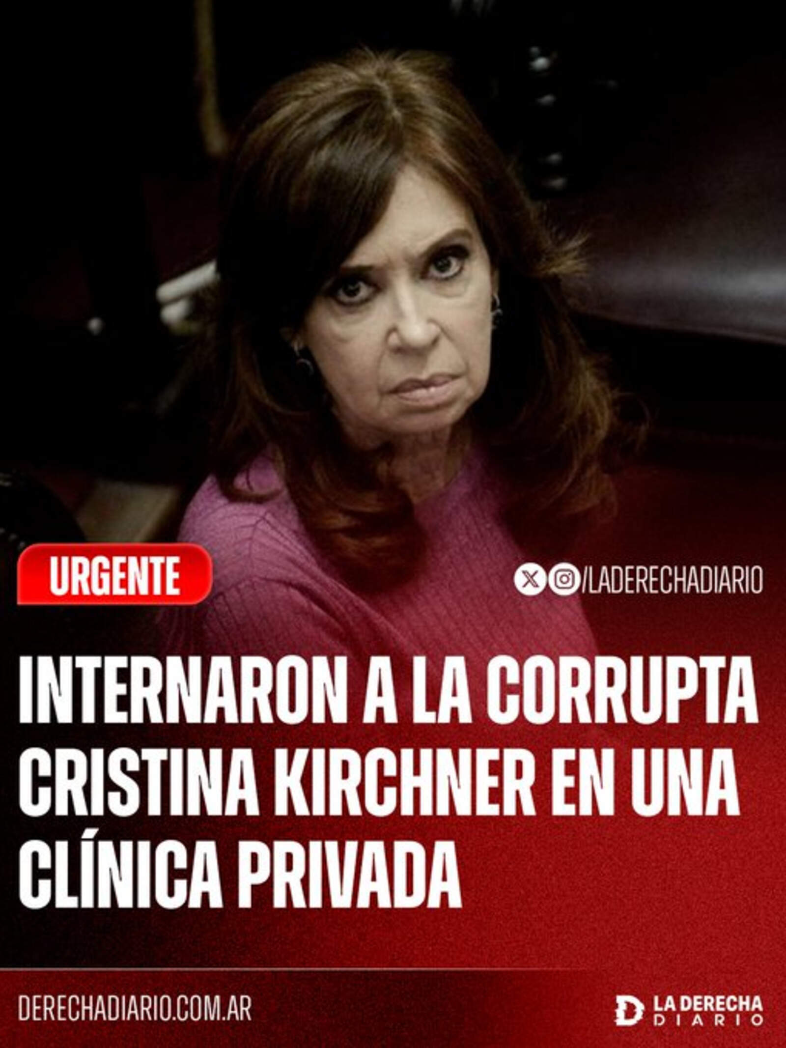 Internaron a CFK en una clínica privada.