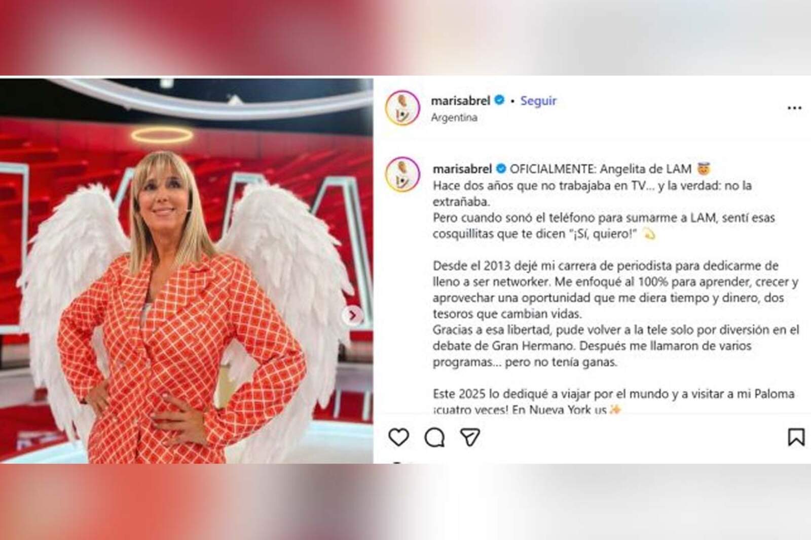 Qué dijo Marisa Brel tras su llegada a LAM