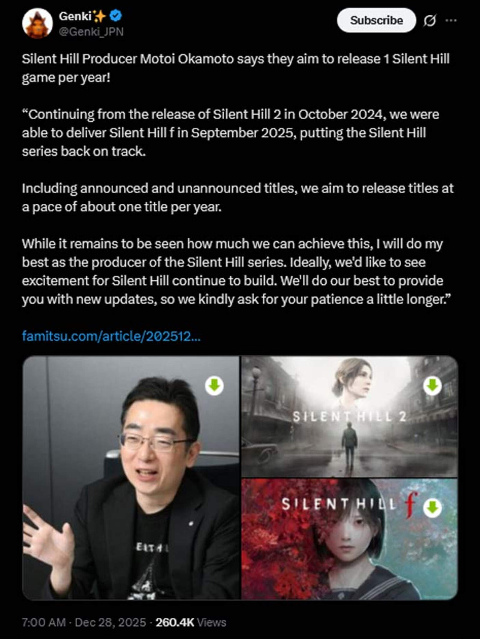 Motoi Okamoto, productor de Silent Hill