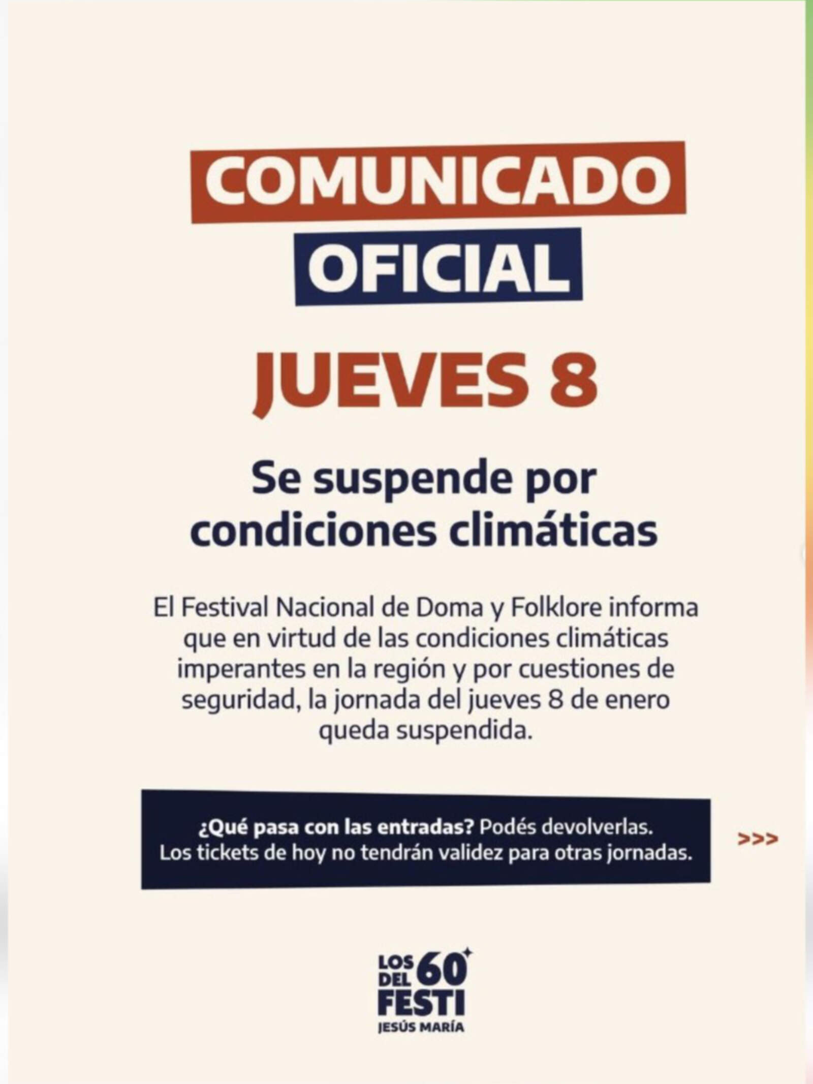 Comunicado oficial de la Comisión Organizadora.
