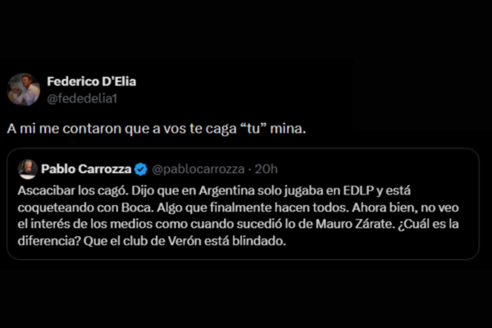 El posteo de Federico D’Elía contra Carroza