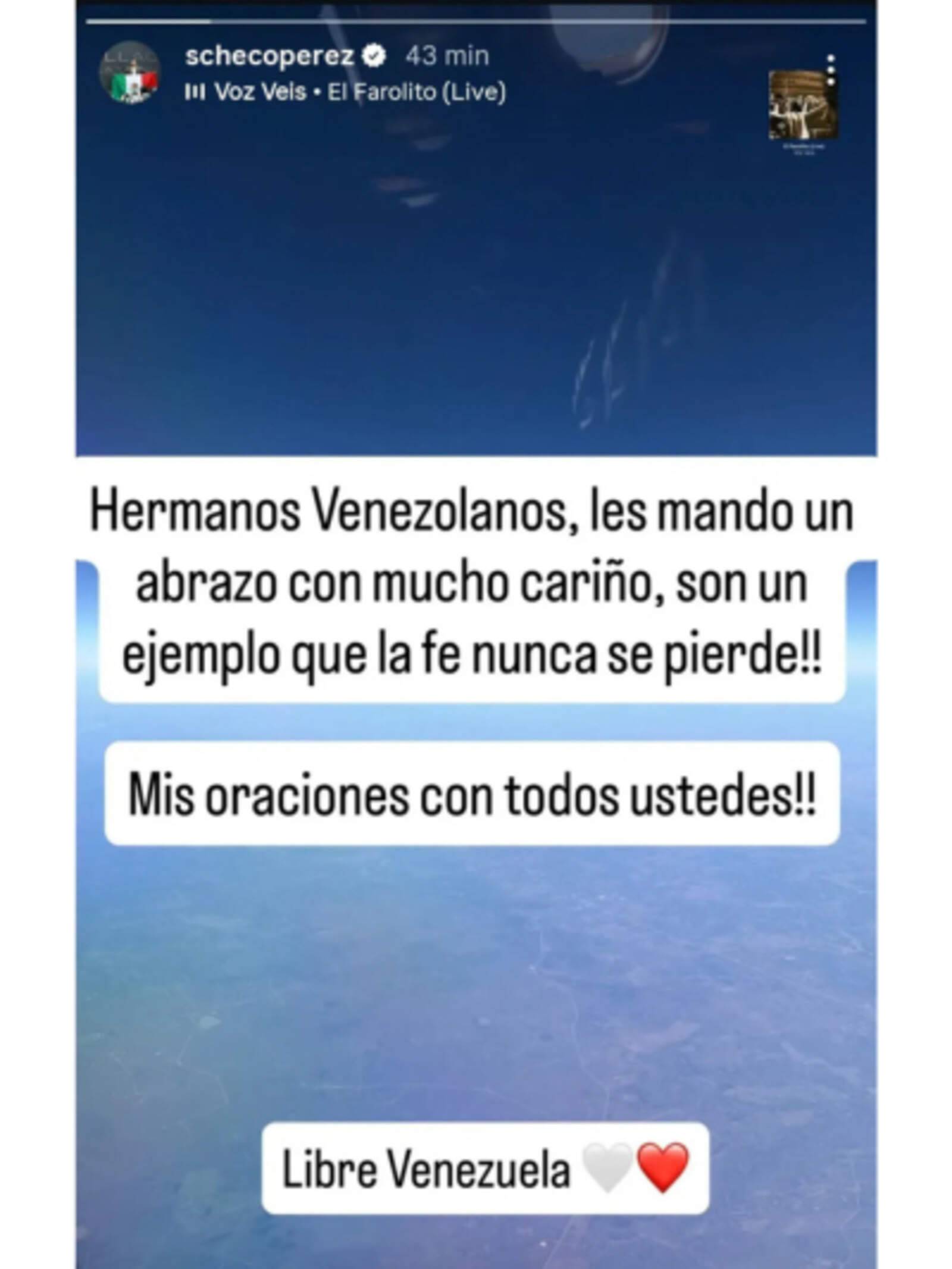 La publiación de Checo Pérez apoyando a Venezuela