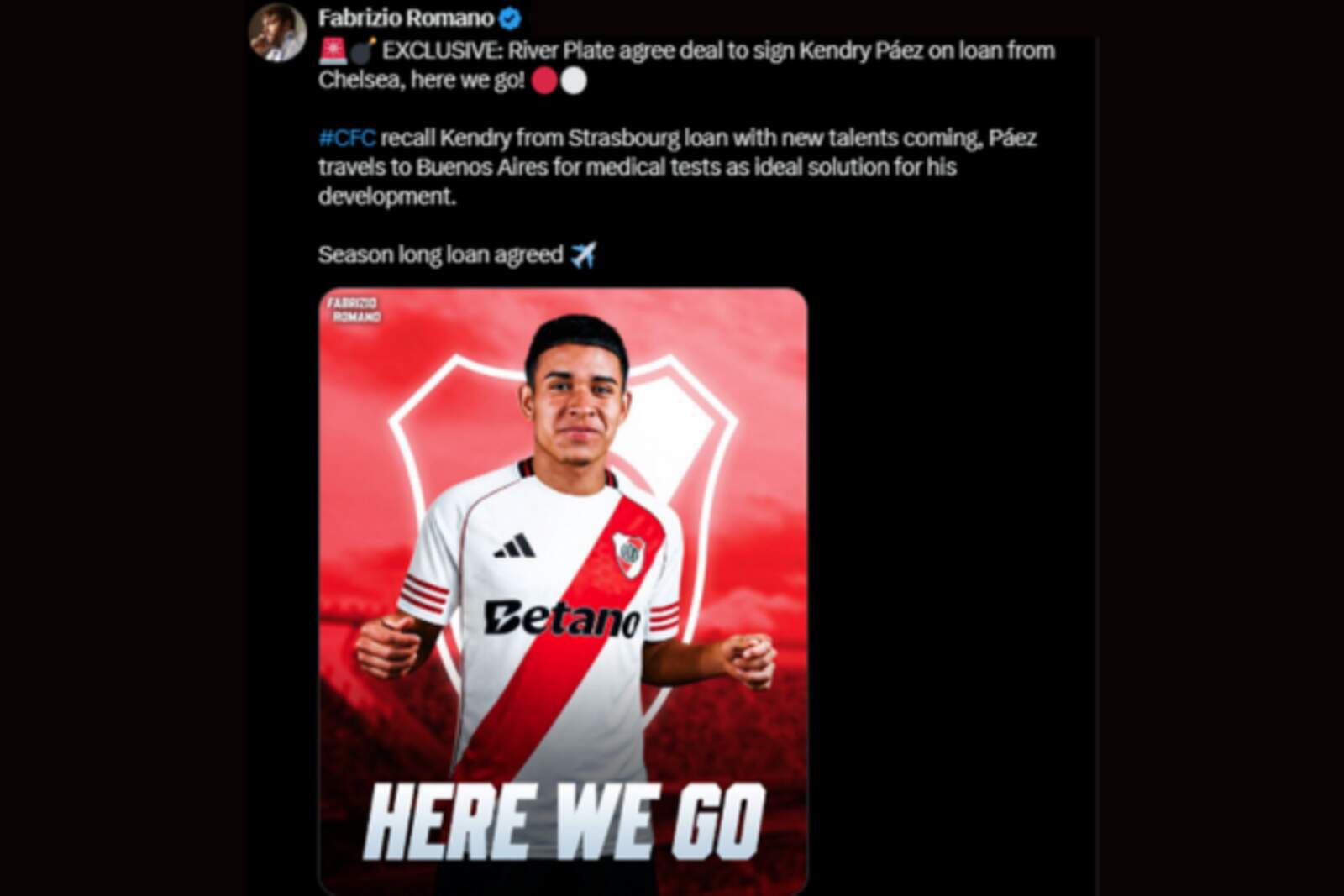 El posteo de Fabrizio Romano en X