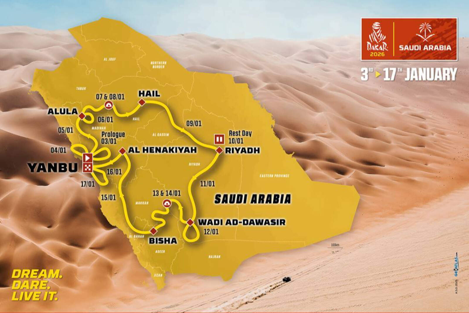 El recorrido del Dakar 2026