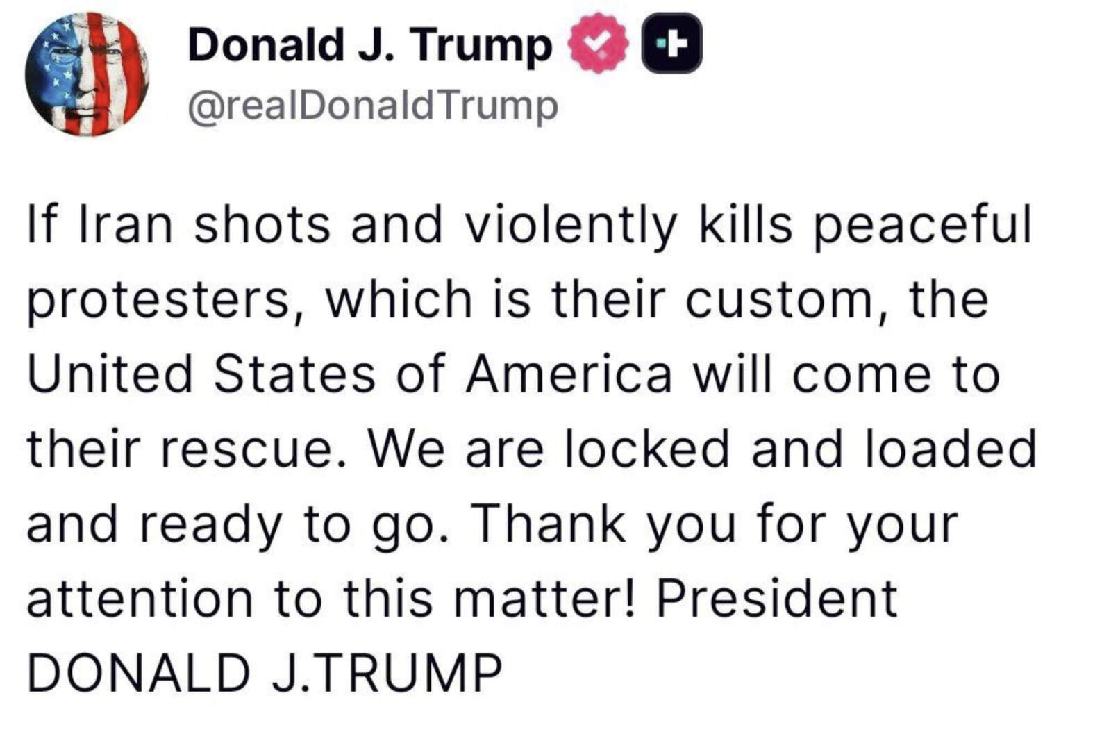 Publicación de Donald Trump