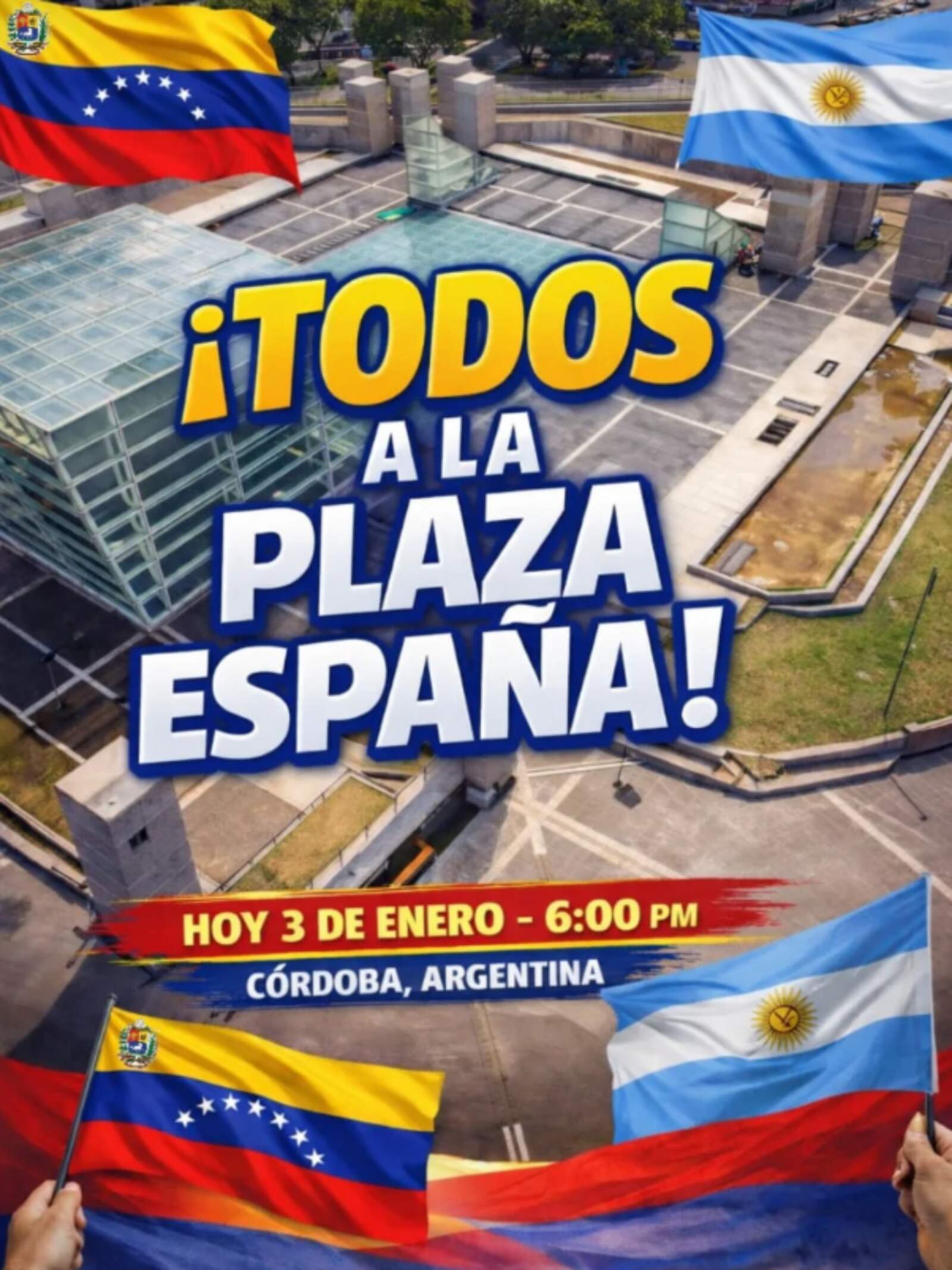 Posteo en Instagram convocando a congregarse en la Plaza España para celebrar el fin de la dictadura chavista