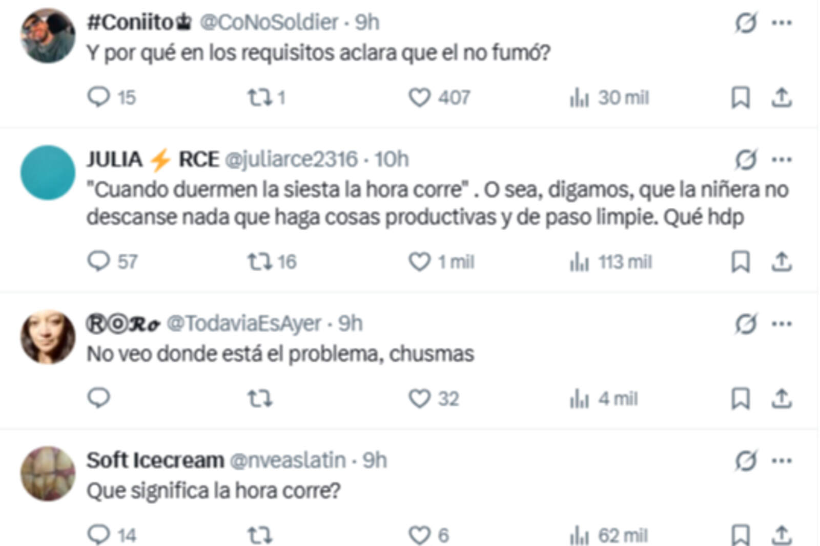 Los comentarios en redes sociales sobre la solicitud de empleo