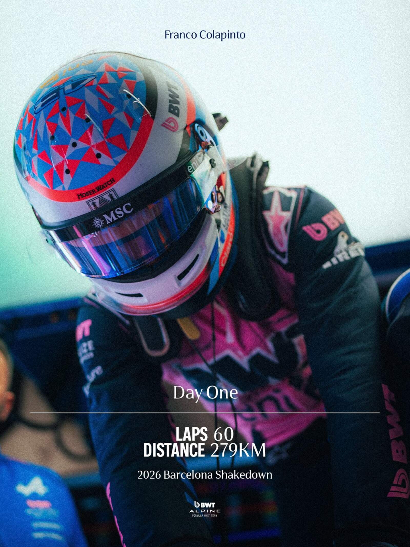 Los números de Colapinto en su primer día en Barcelona