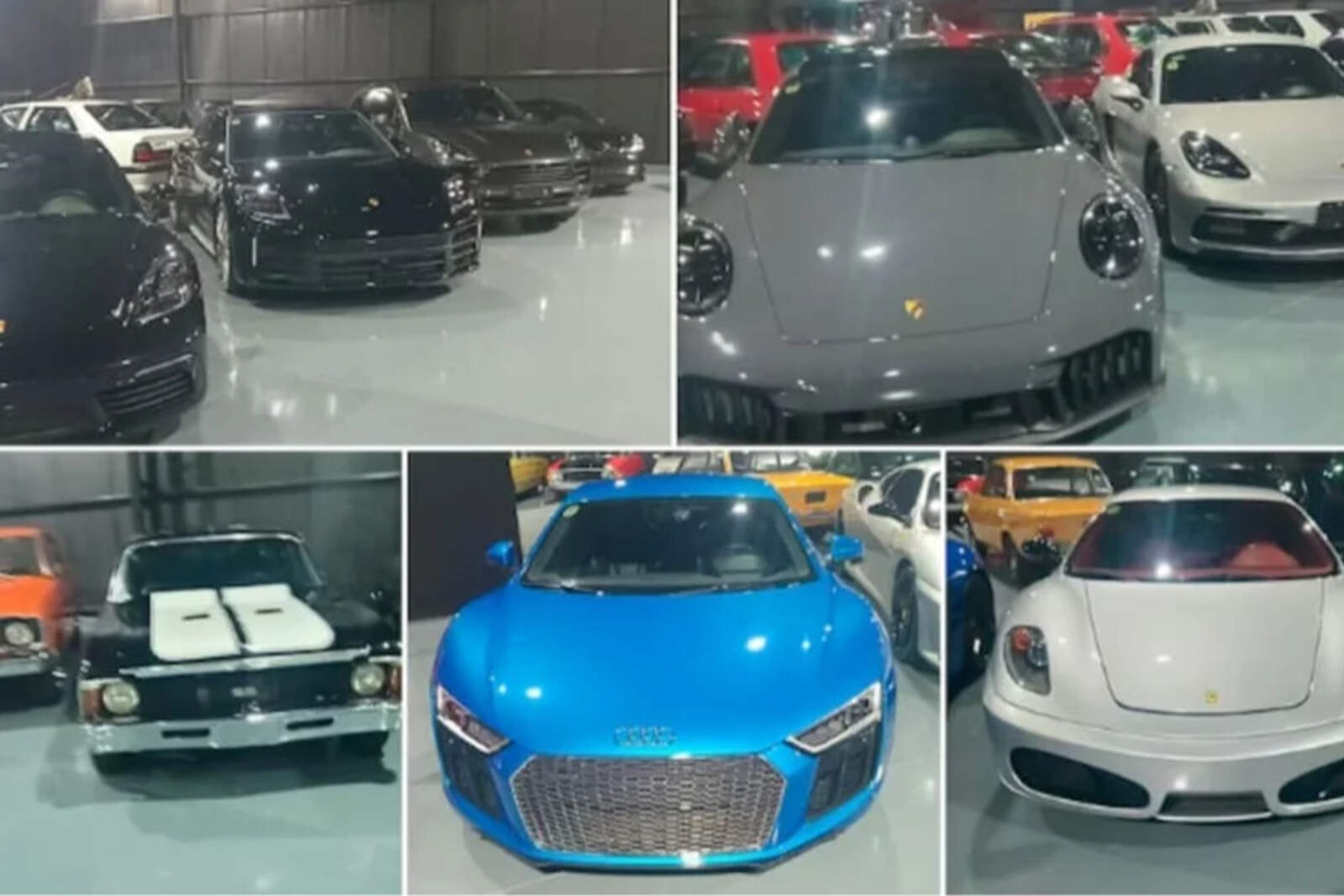 Algunos de los 54 vehiculos de lujo hallados en la mansión.