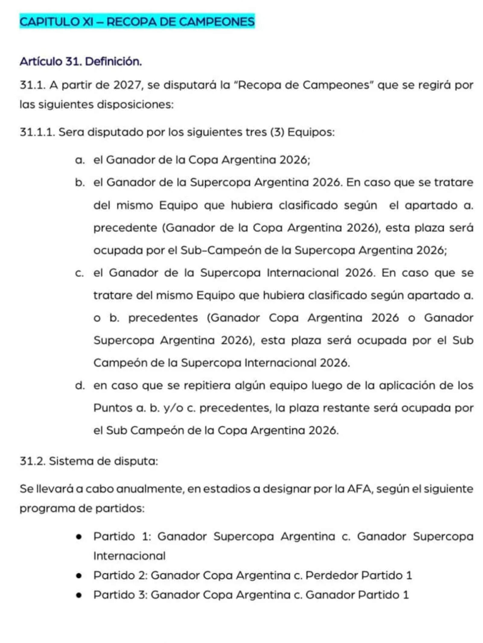 Las normas de la nueva Recopa de Campeones