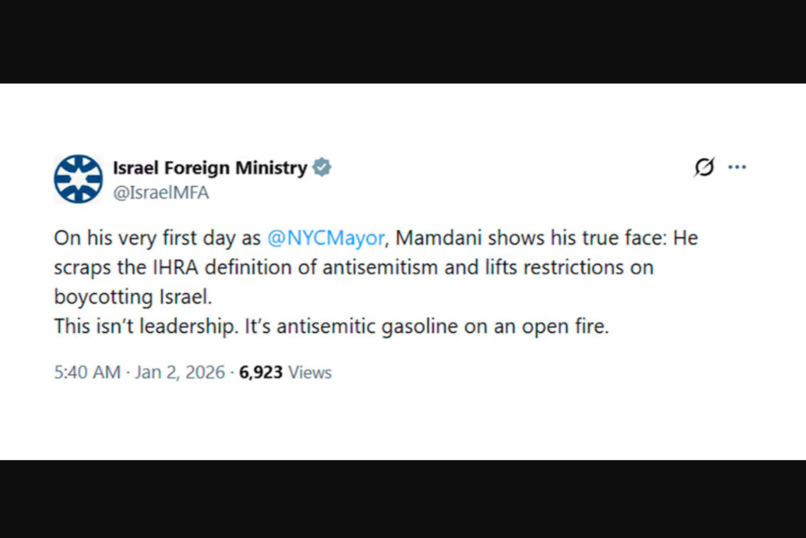 El yihadista Mamdani elimina la definición de antisemitismo y provoca un fuerte repudio social