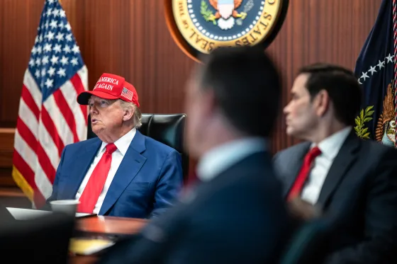 Trump and his cabinet at the launch of Operation “Epic Fury”