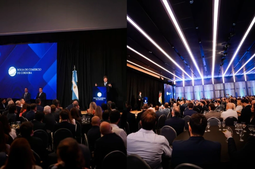 Milei en la Bolsa de Comercio de Córdoba: El Presidente destacó indicadores positivos y Tagle respaldó el rumbo nacional