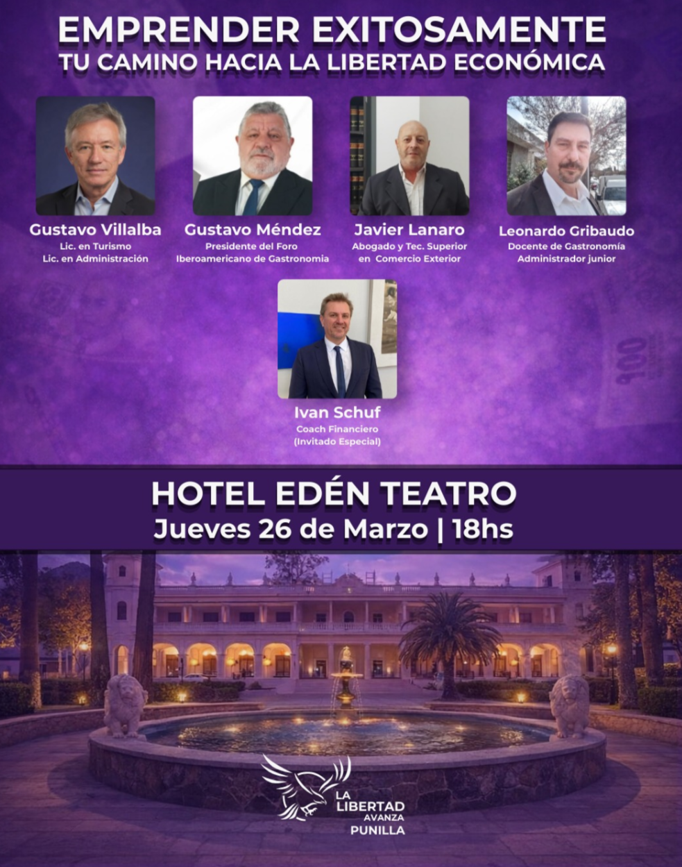 Nearly 100 people gathered at the Hotel Edén Teatro