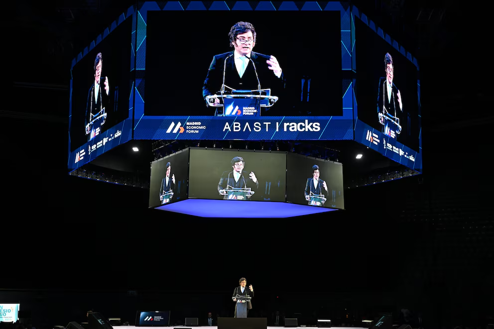 Milei gave the keynote speech at the Madrid Economic Forum.