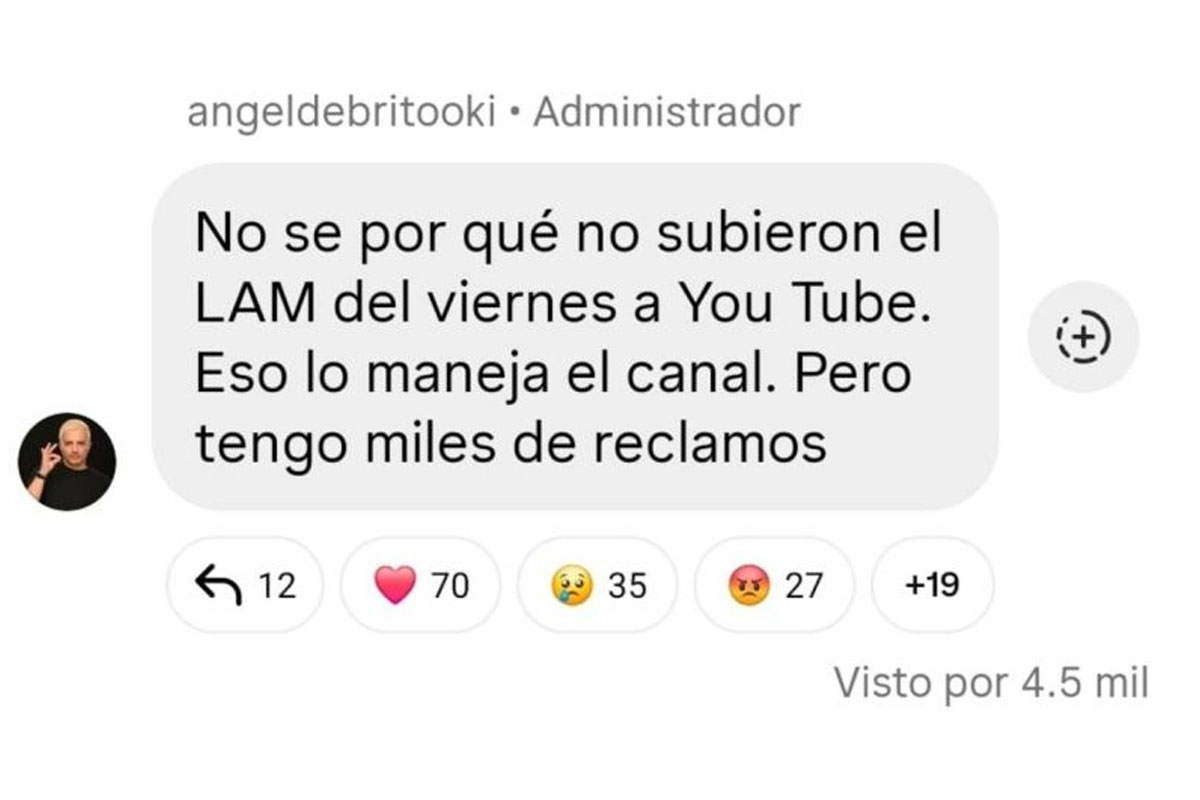 La queja de Ángel de Brito contra América TV