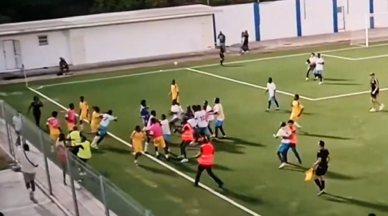 The referee expelled five players from Anguilla