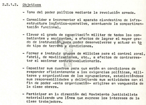 Los objetivos de Montoneros.