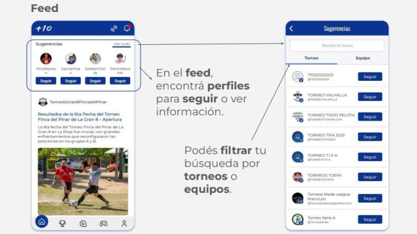 Interior de la app Más 10