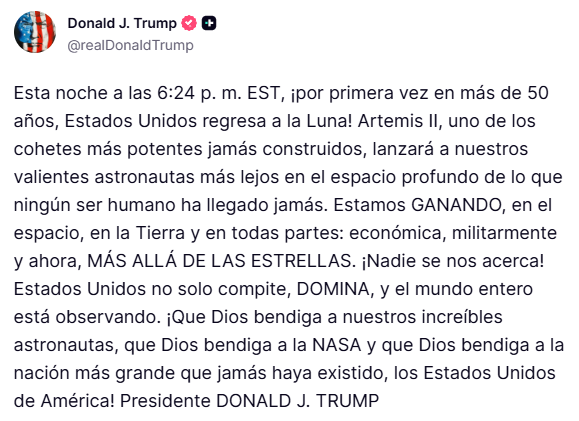 President Donald Trump's message.