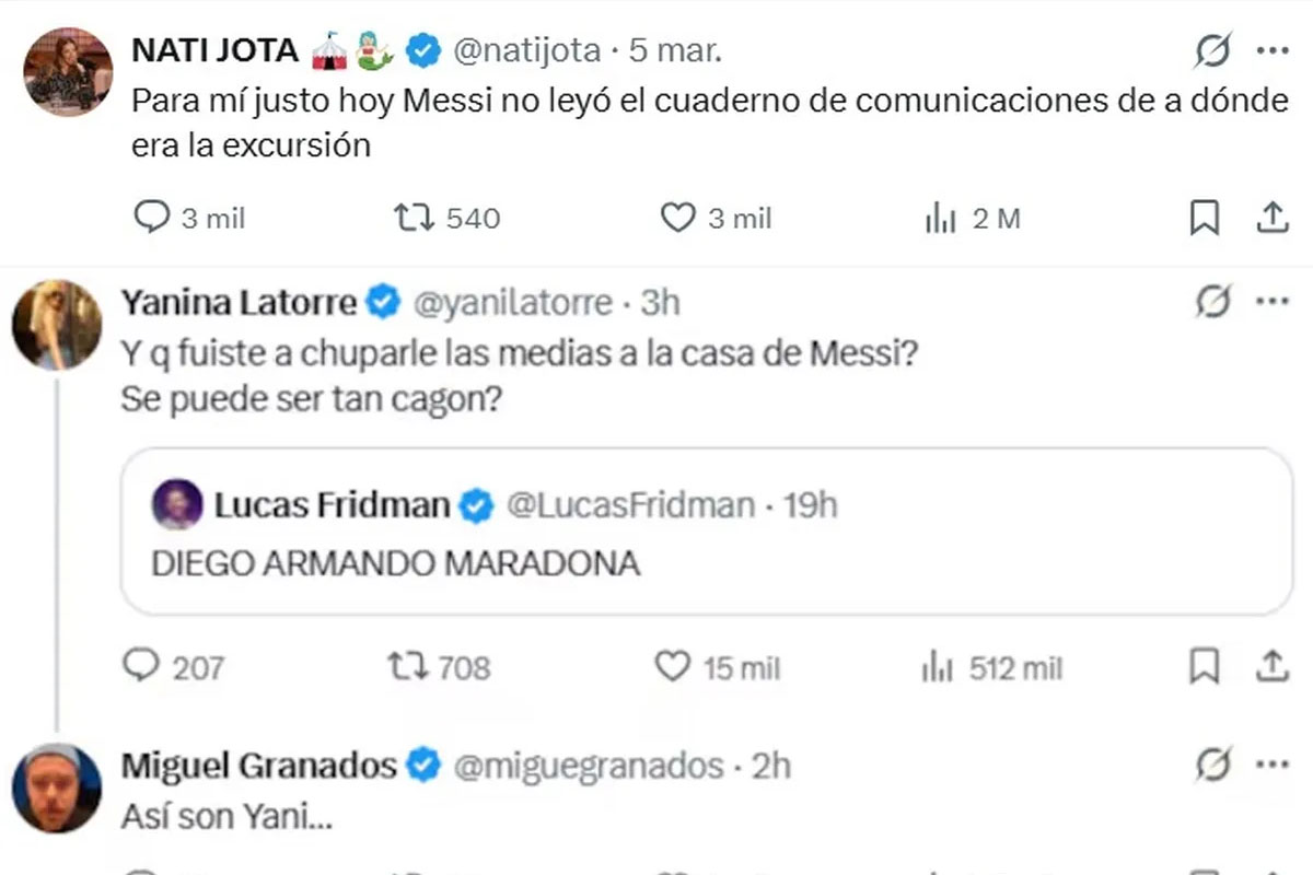 The network response and Yanina Latorre's reaction