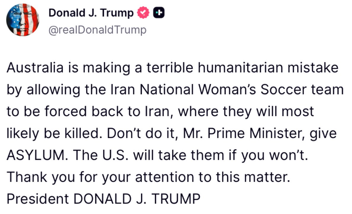 Trump's post in Truth