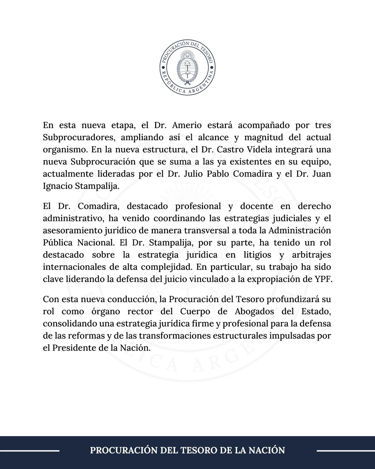 El comunicado del Gobierno de Milei.