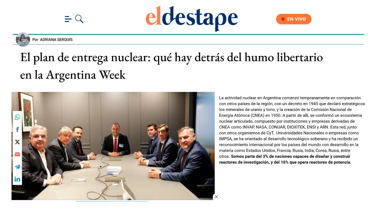 The disclaimer was based on an article published by Adriana Serquiz.