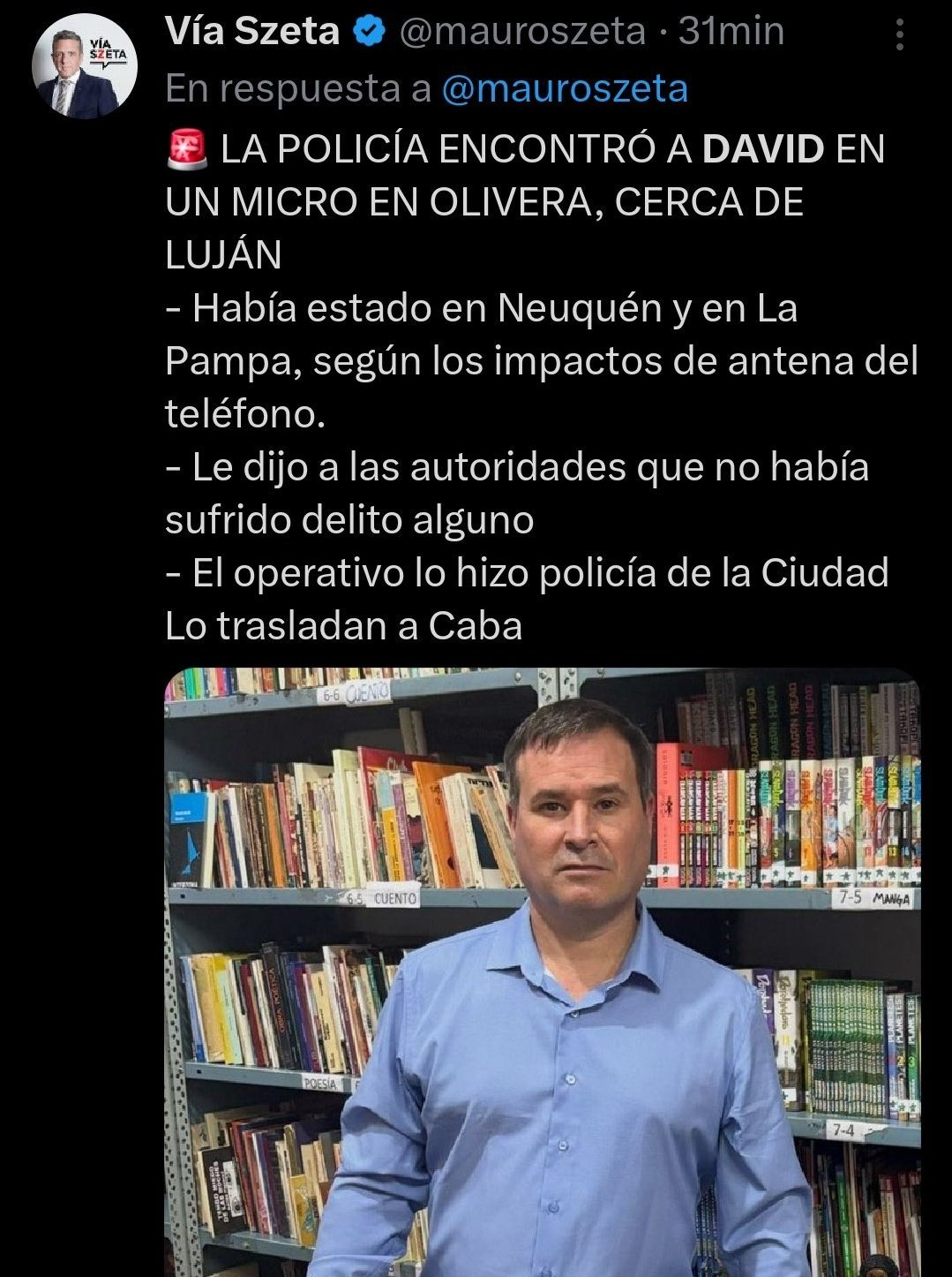 El paradero de David.