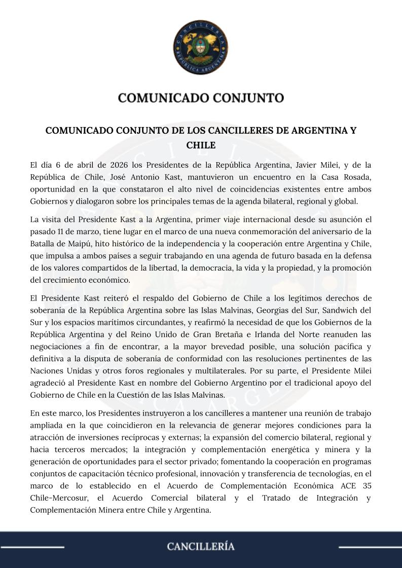 Comunicado oficial en conjunto