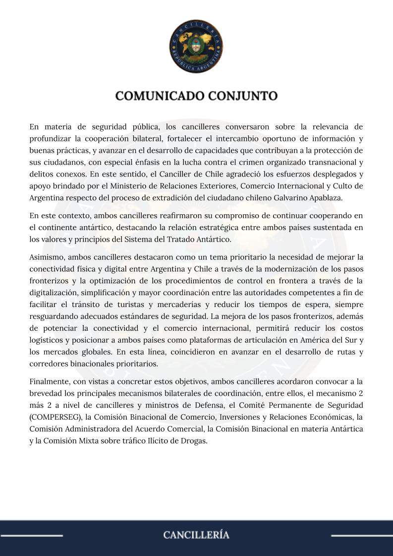 Comunicado oficial en conjunto