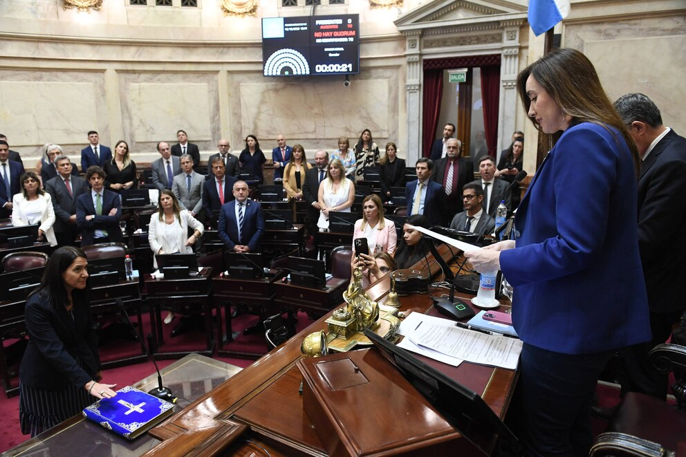 Victoria Villaruel chairs the Senate of the Argentine Nation.