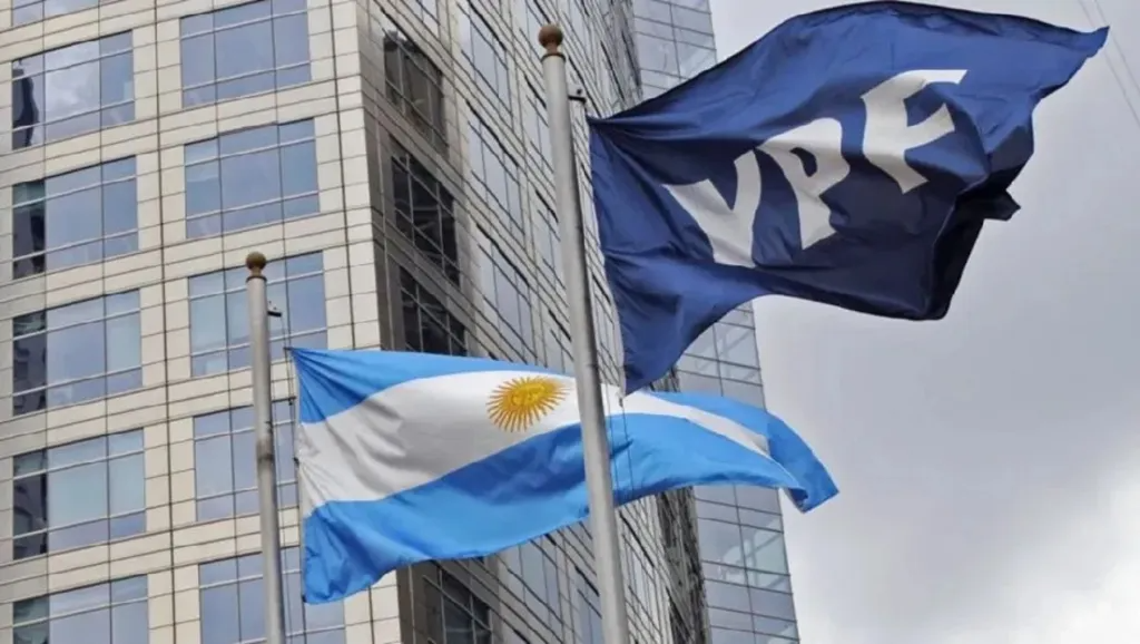 Argentine and YPF flags.