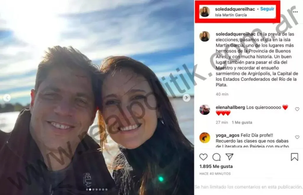 La publicación de la esposa de Kicillof.