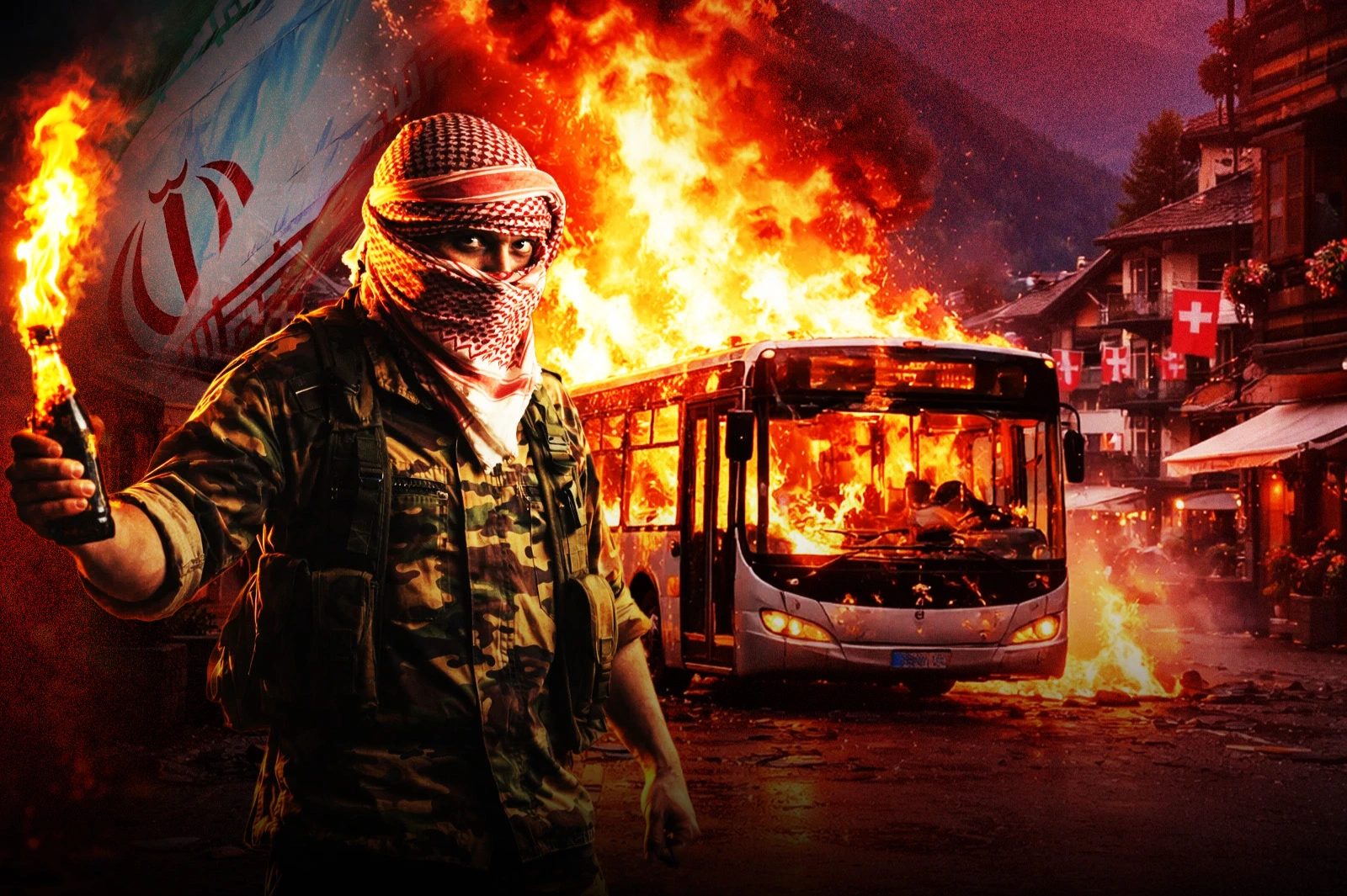 A terrorist set fire to a bus in Switzerland and killed 6 people
