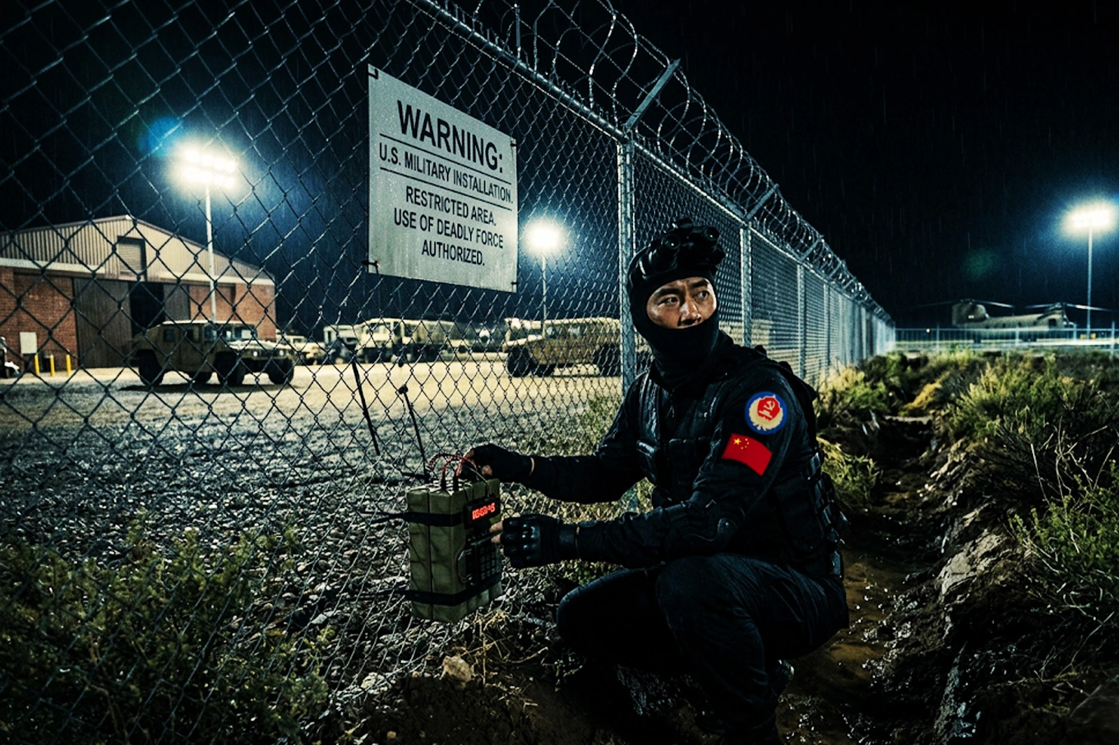 The son of two illegal Chinese immigrants planted a bomb at a US military base