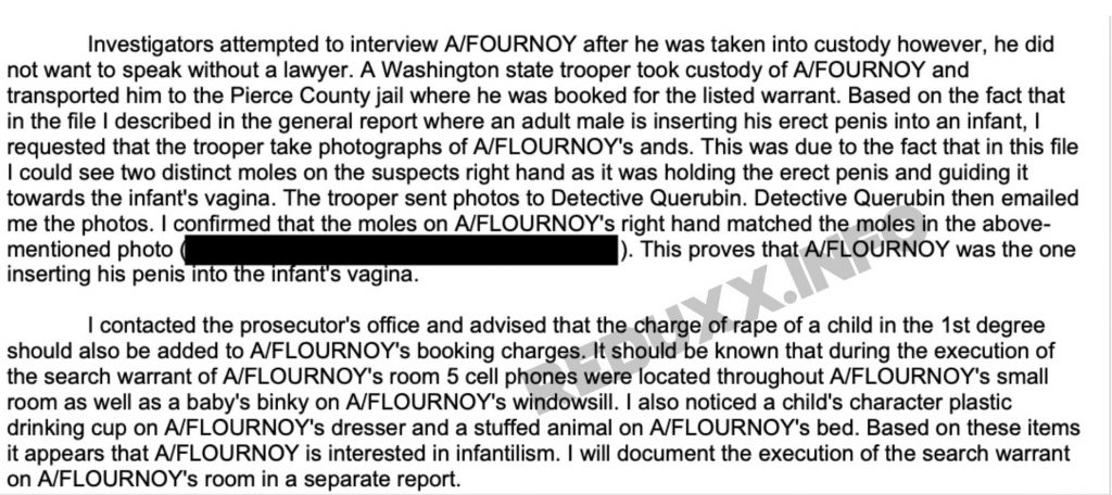 The police report details grotesque acts carried out by Flournoy against the minor