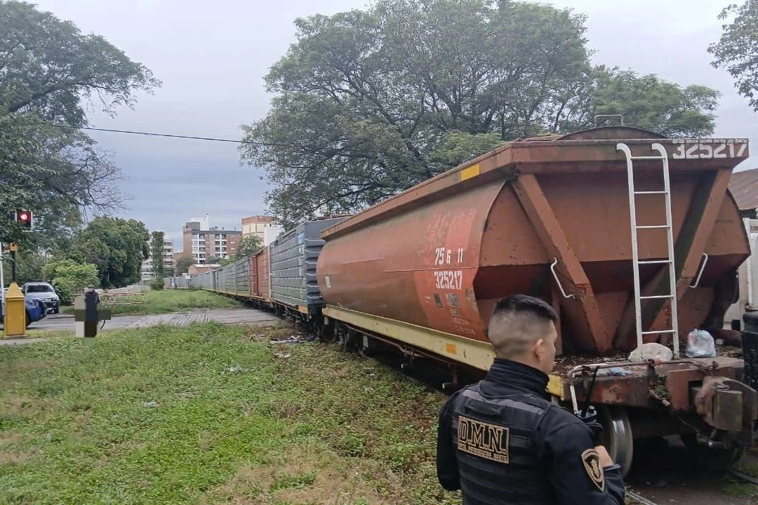 Un policía rescató a un niño de las vías segundos antes del paso de un tren de carga