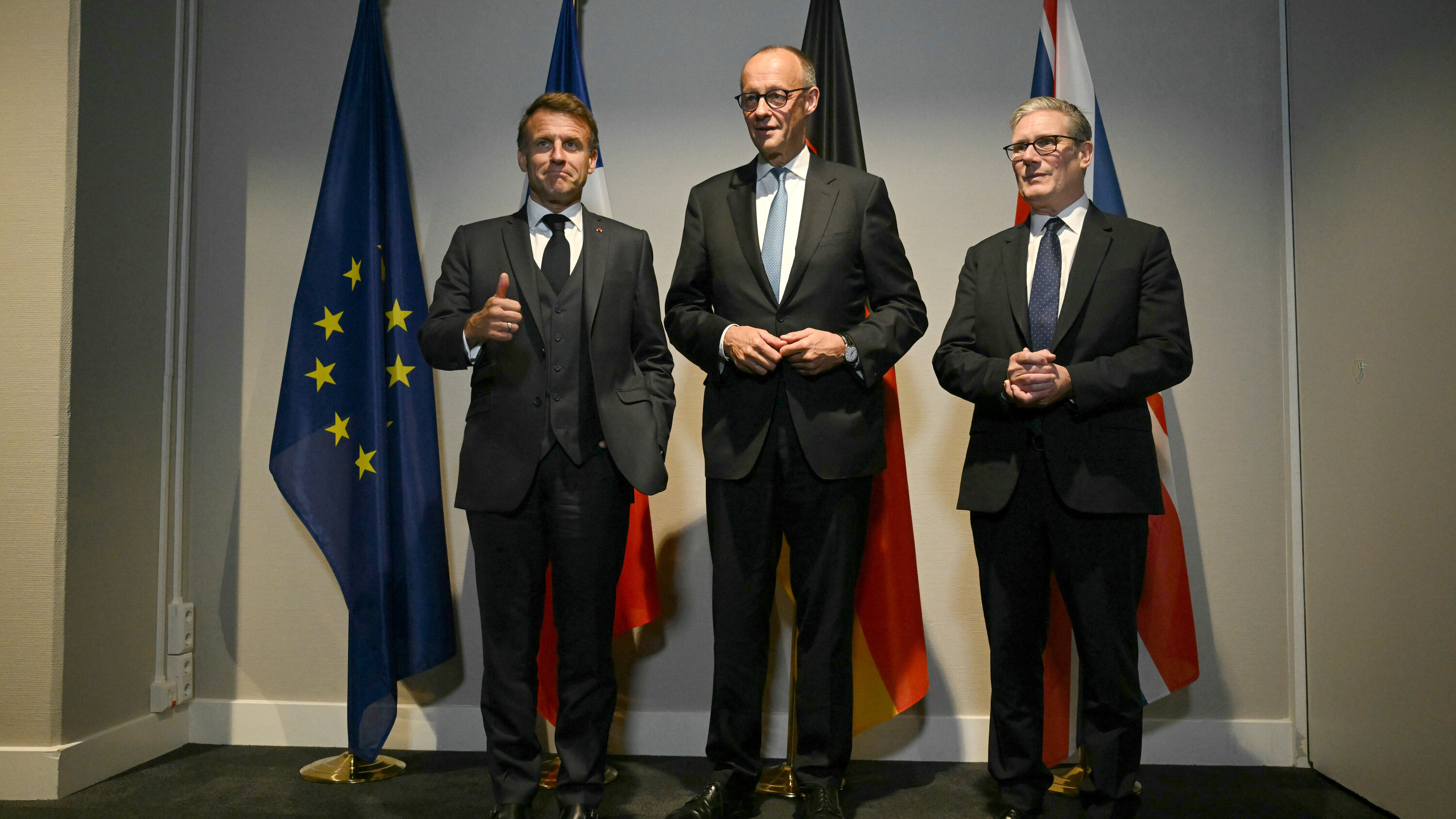 Keir Starmer, Friedrich Merz y Emmanuel Macron