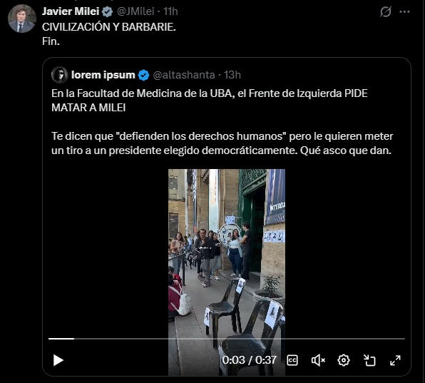 El presidente expresó su opinión en redes sociales.