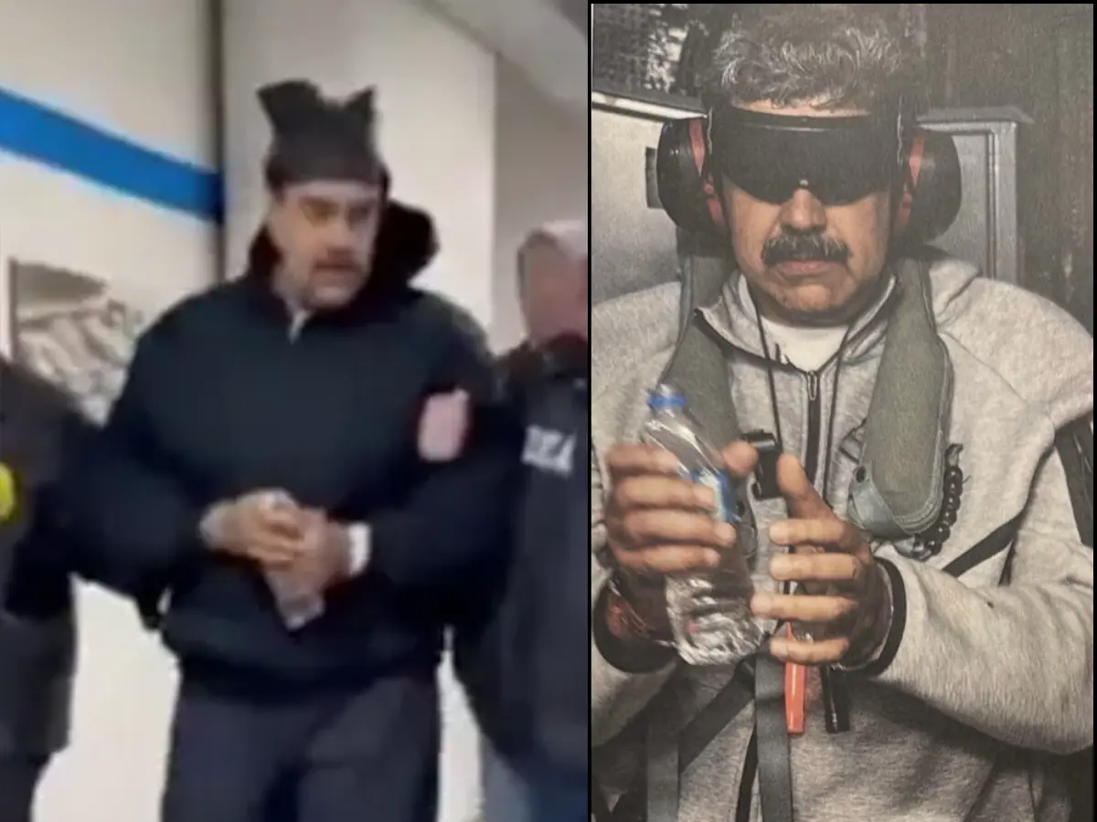 The dictator Maduro handcuffed and arrested.